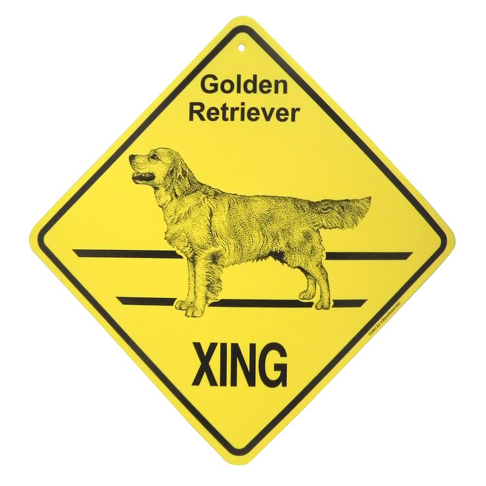 Xing Sign Golden Retriever Plastic 10.5 x 10.5 inches