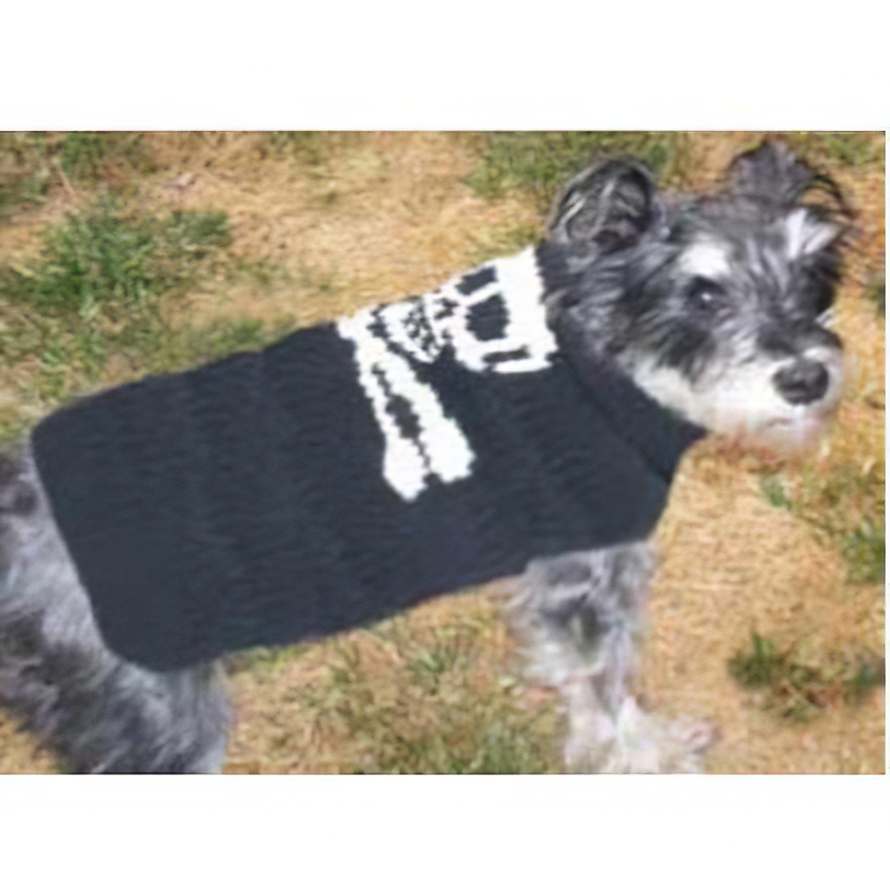 Handmade Dog Sweater Wool Skull & Crossbones Xlarge
