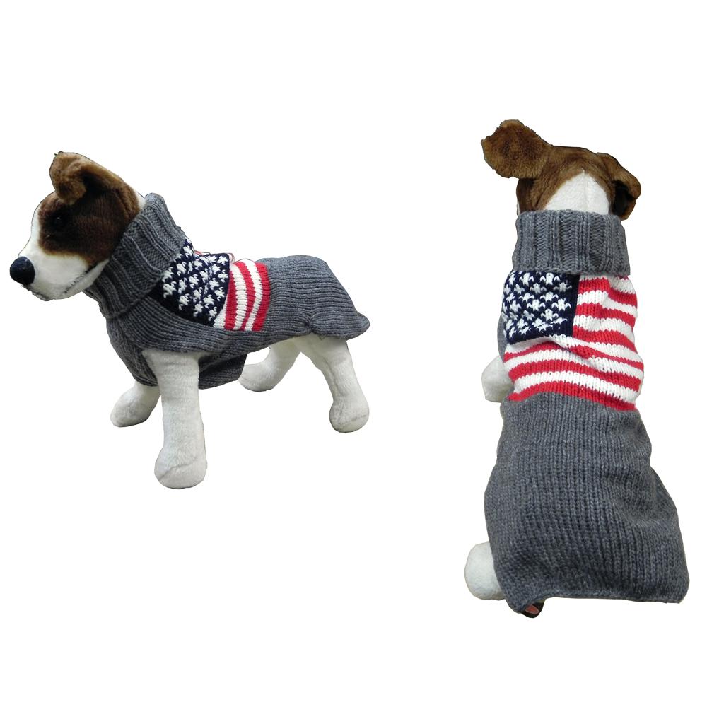 Handmade Dog Sweater Wool American Flag Large