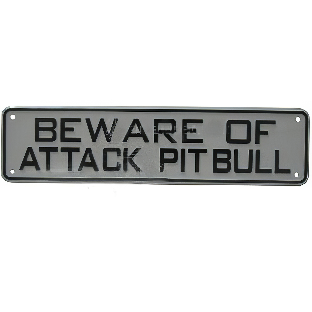 Sign Beware of Attack Pit Bull 12 x 3 inch Plastic