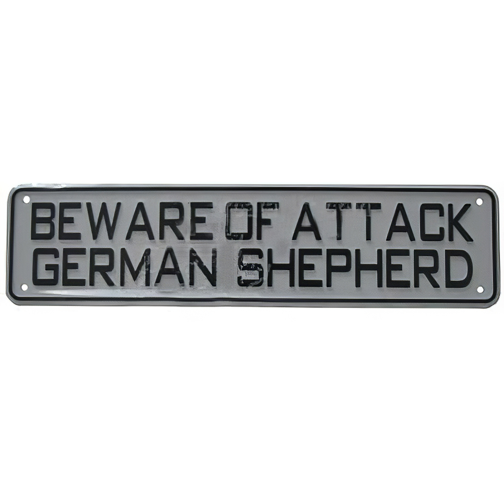 Sign Beware of Attack German Shepherd 12 x 3 inch Plastic