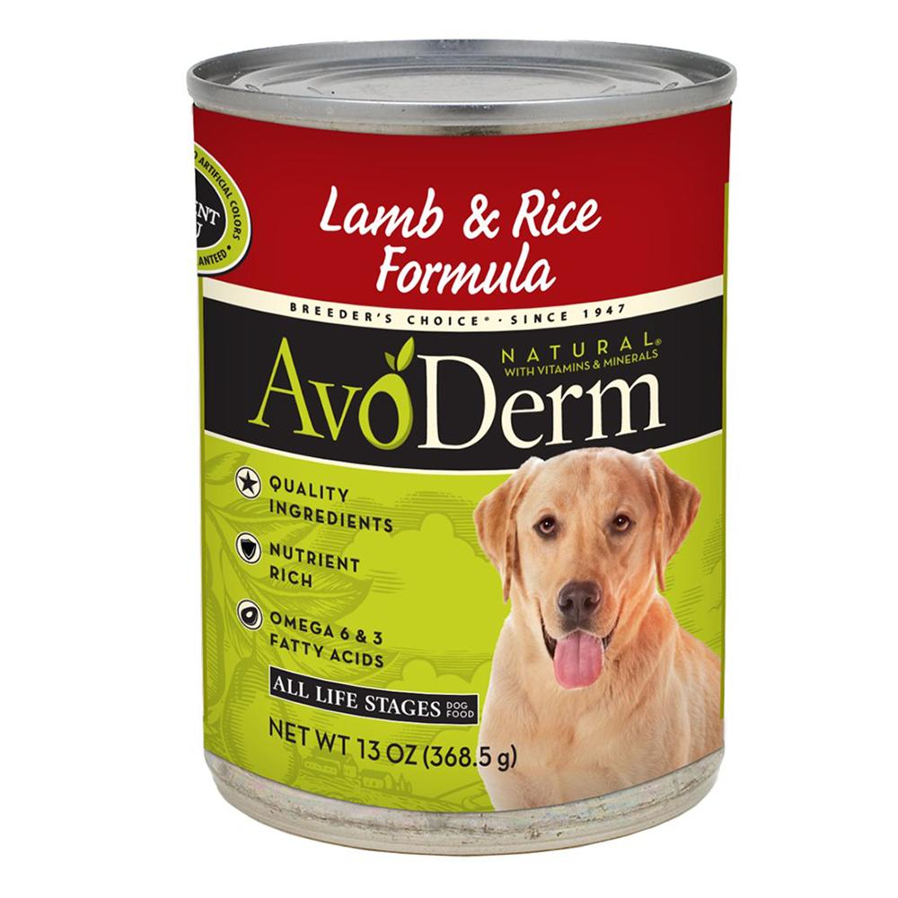 AvoDerm Lamb/Rice Dog Food 13oz case