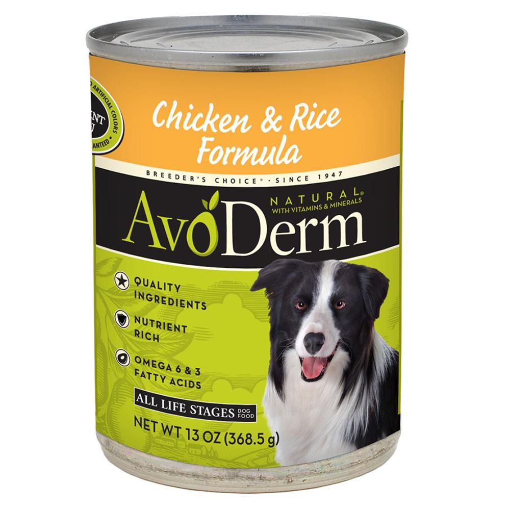 AvoDerm Chicken & Rice Dog Food 13oz each