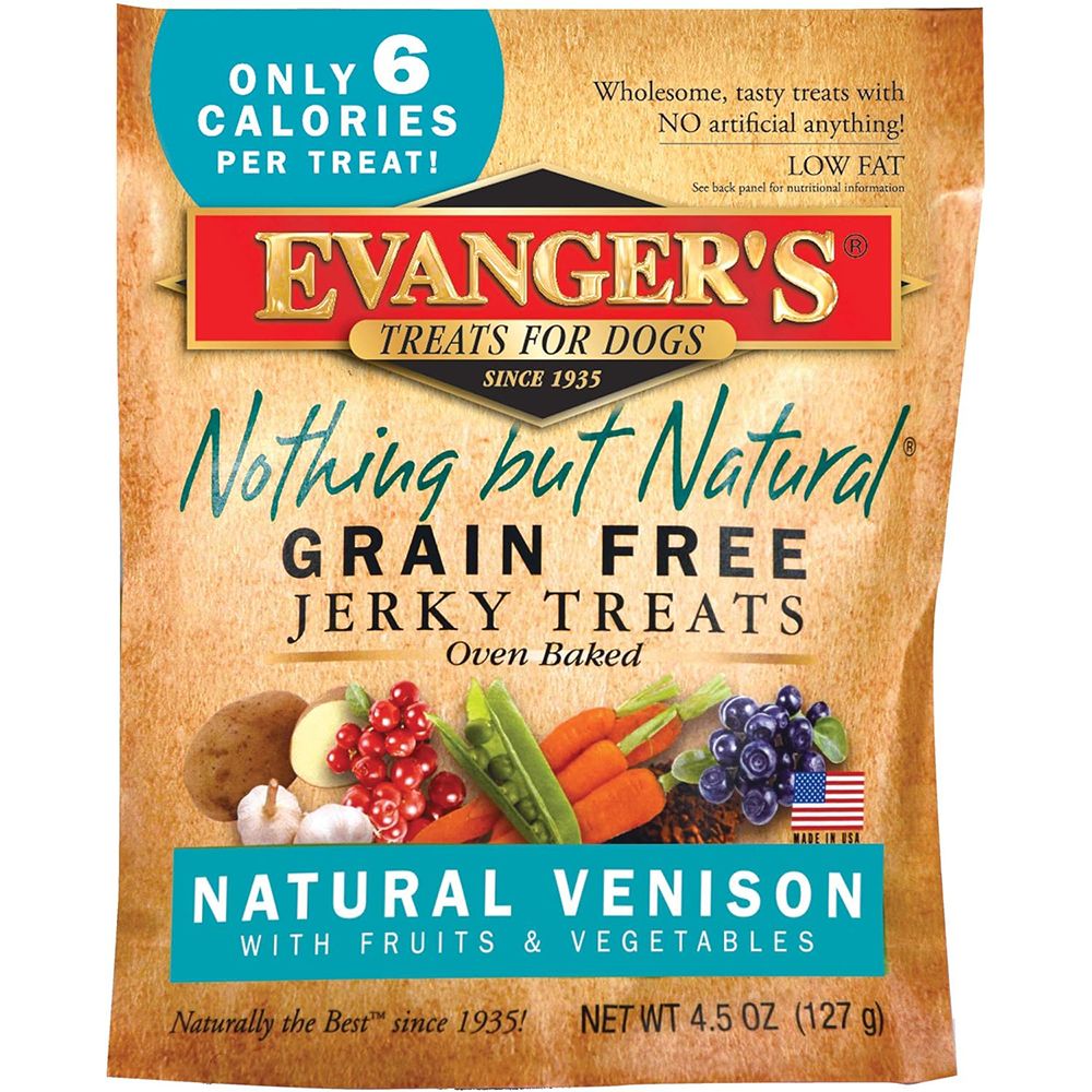 Evangers Nothing But Natural Venison Jerky 4.5 oz Dog Treat