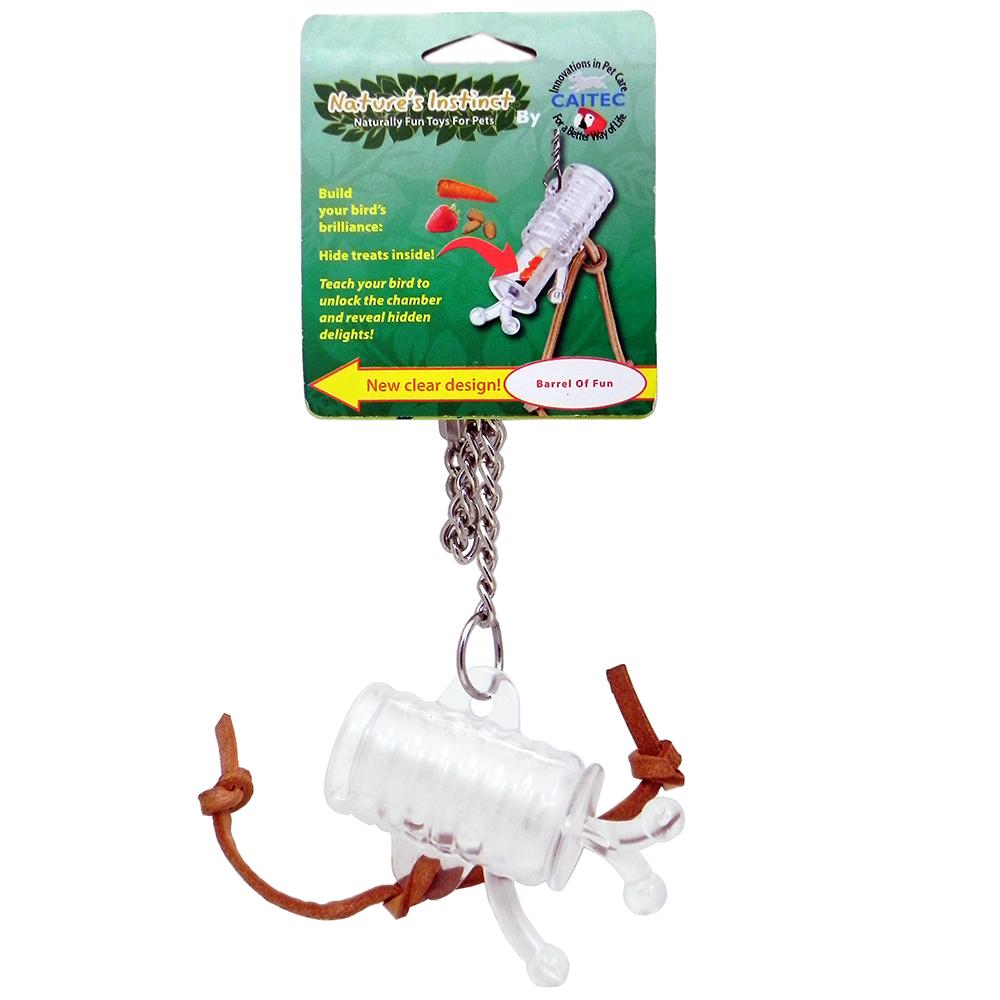 Nature's Instinct Barrel of Fun Clear Bird Toy