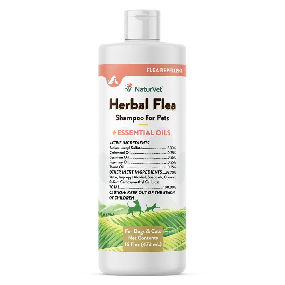 NaturVet Herbal Flea Shampoo 16oz Dog Cat