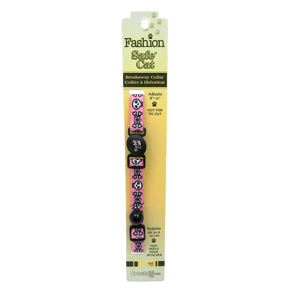 Safe Cat Pink Skulls Breakaway Cat Safety Collar