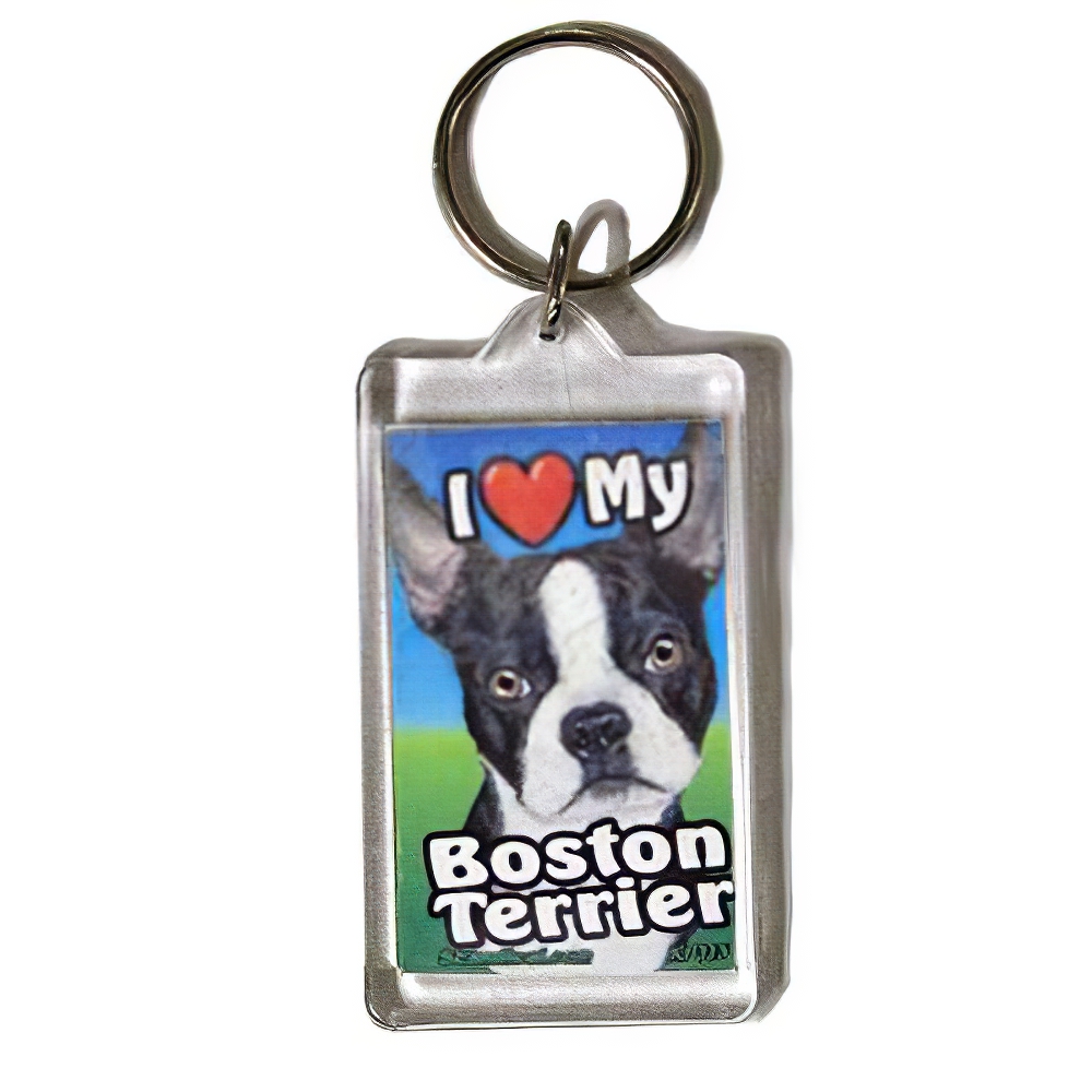 Plastic Keyring Boston Terrier