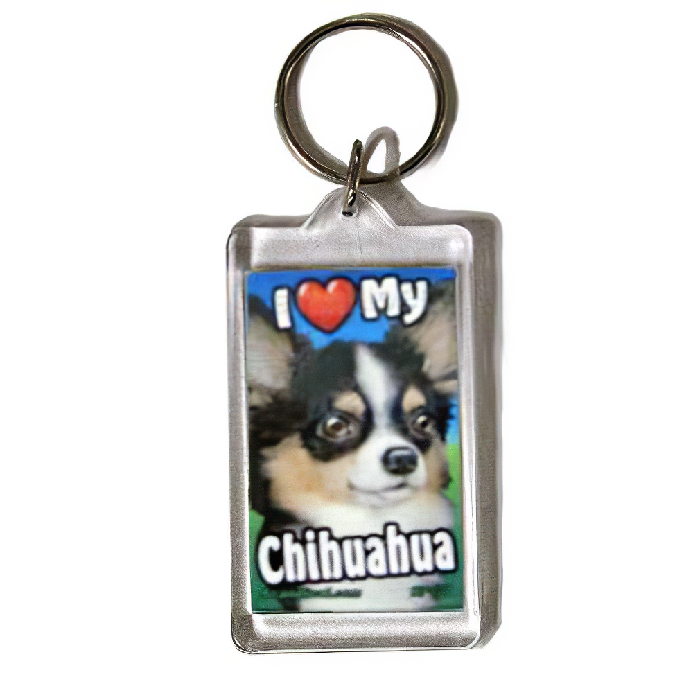 Plastic Keyring Chihuahua Long Haired