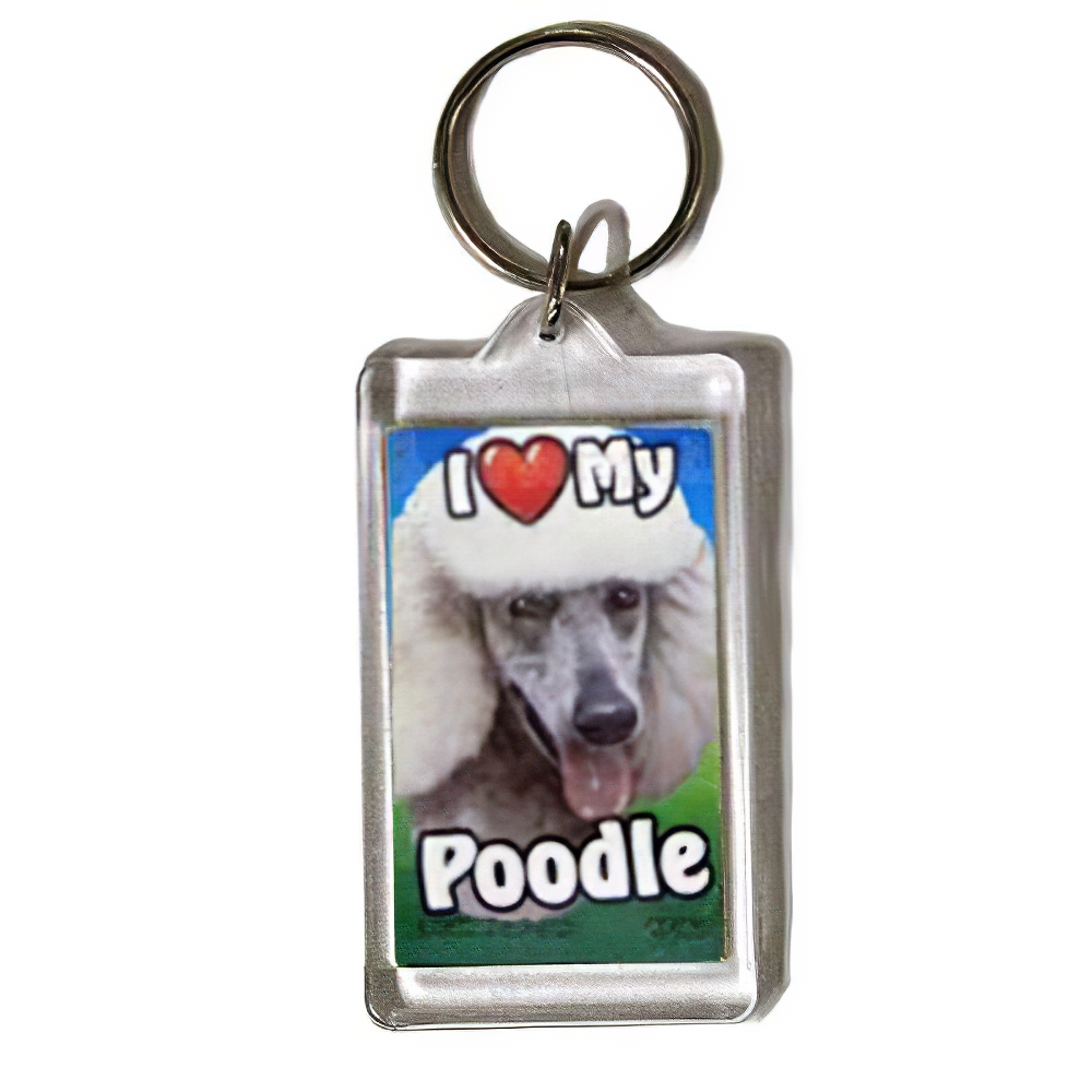 Plastic Keyring White Poodle