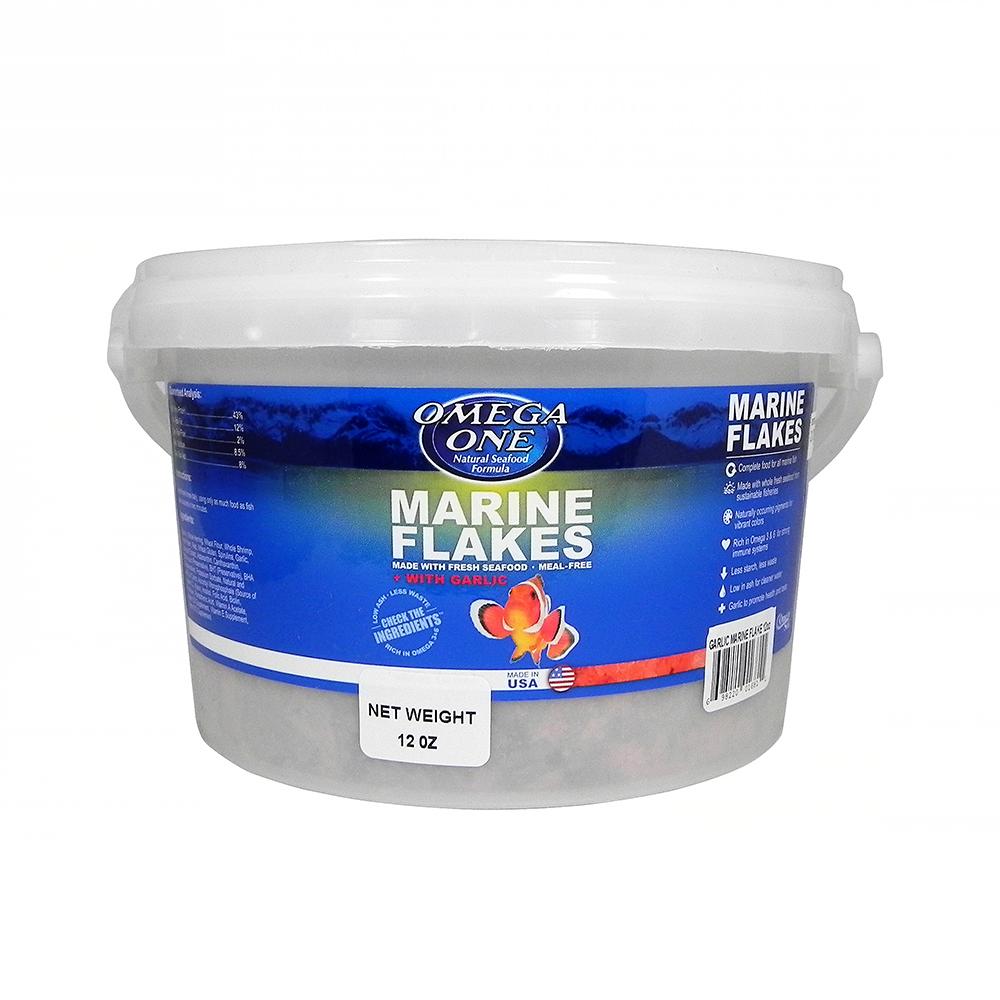 Omega One Garlic Marine Flakes Fish Food 12-oz.