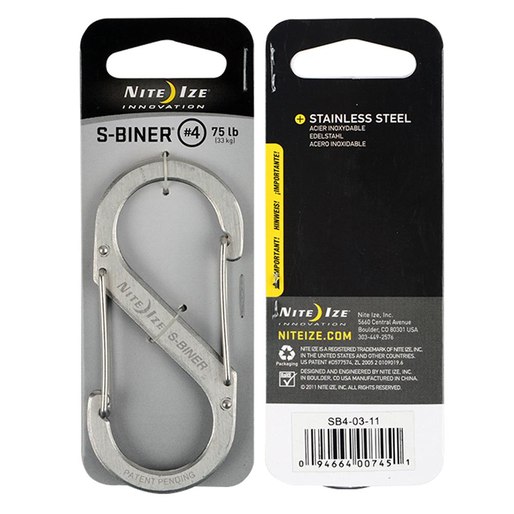 S-Biner #4 Stainless Steel Finish Carabiner 75Lb.