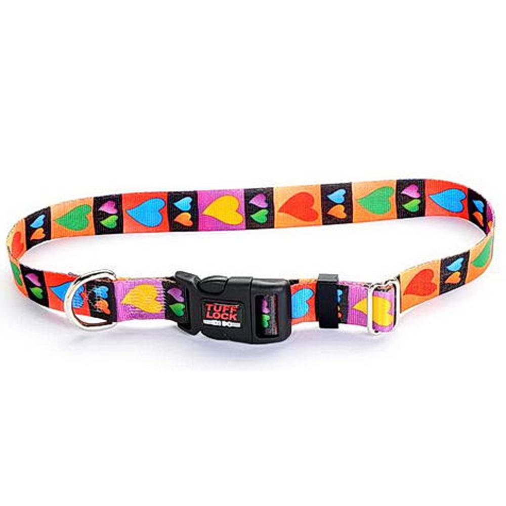 Tuff-Lock Small Hearts Adjustable Nylon Dog Collar
