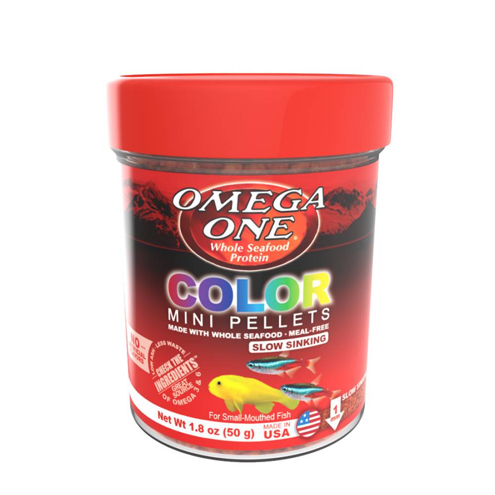 Omega Super Color Sinking Mini Pellets Fish Food 1.8oz 