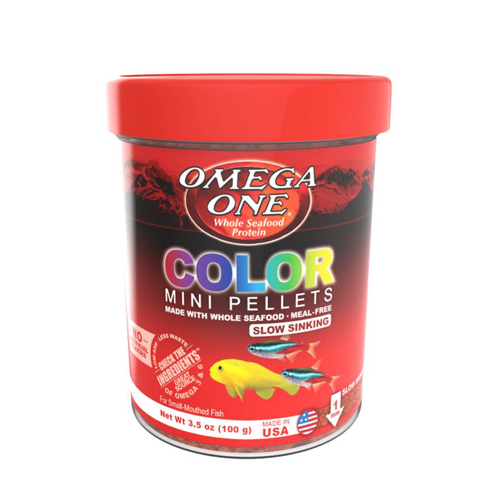 Omega Super Color Sinking Mini Pellets Fish Food 3.5oz 