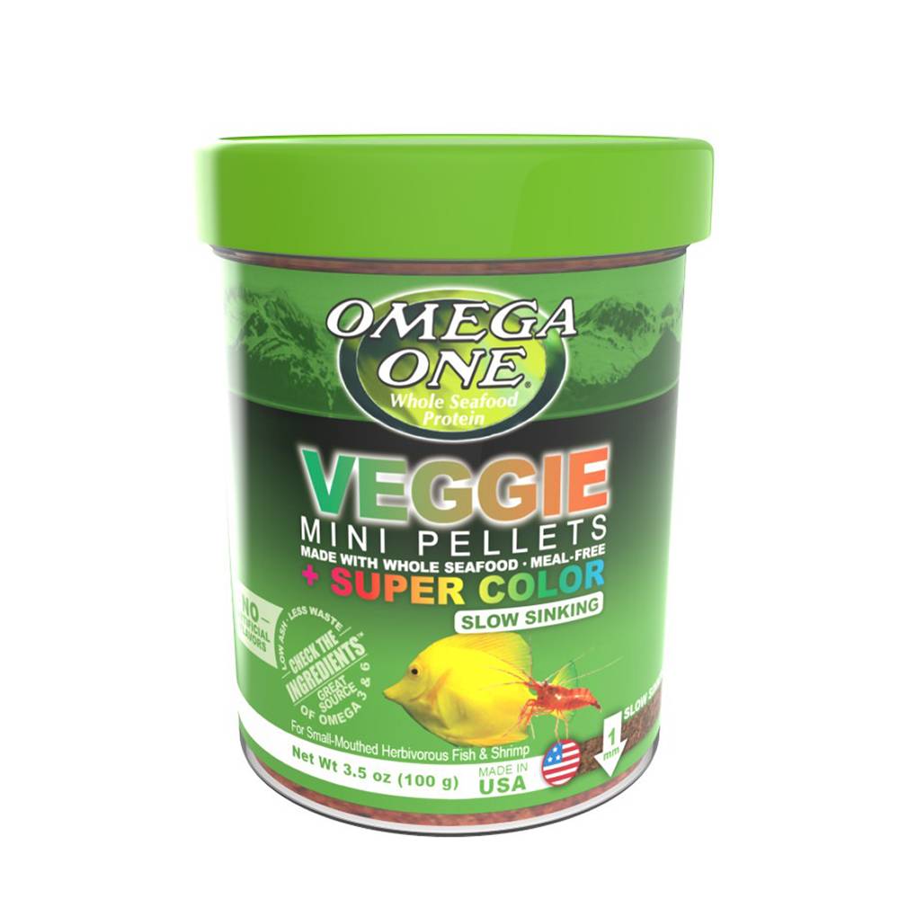 Omega Veggie Sinking Mini Pellets Fish Food 3.5oz 