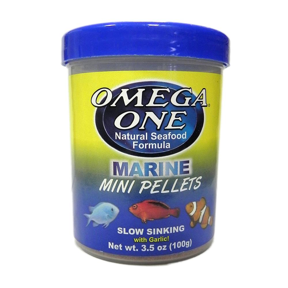 Omega Garlic Marine Sinking Mini Pellets Fish Food 3.5oz 