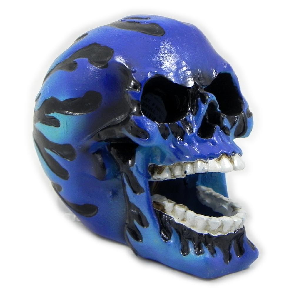 Flaming Skull Small Aquarium Ornament