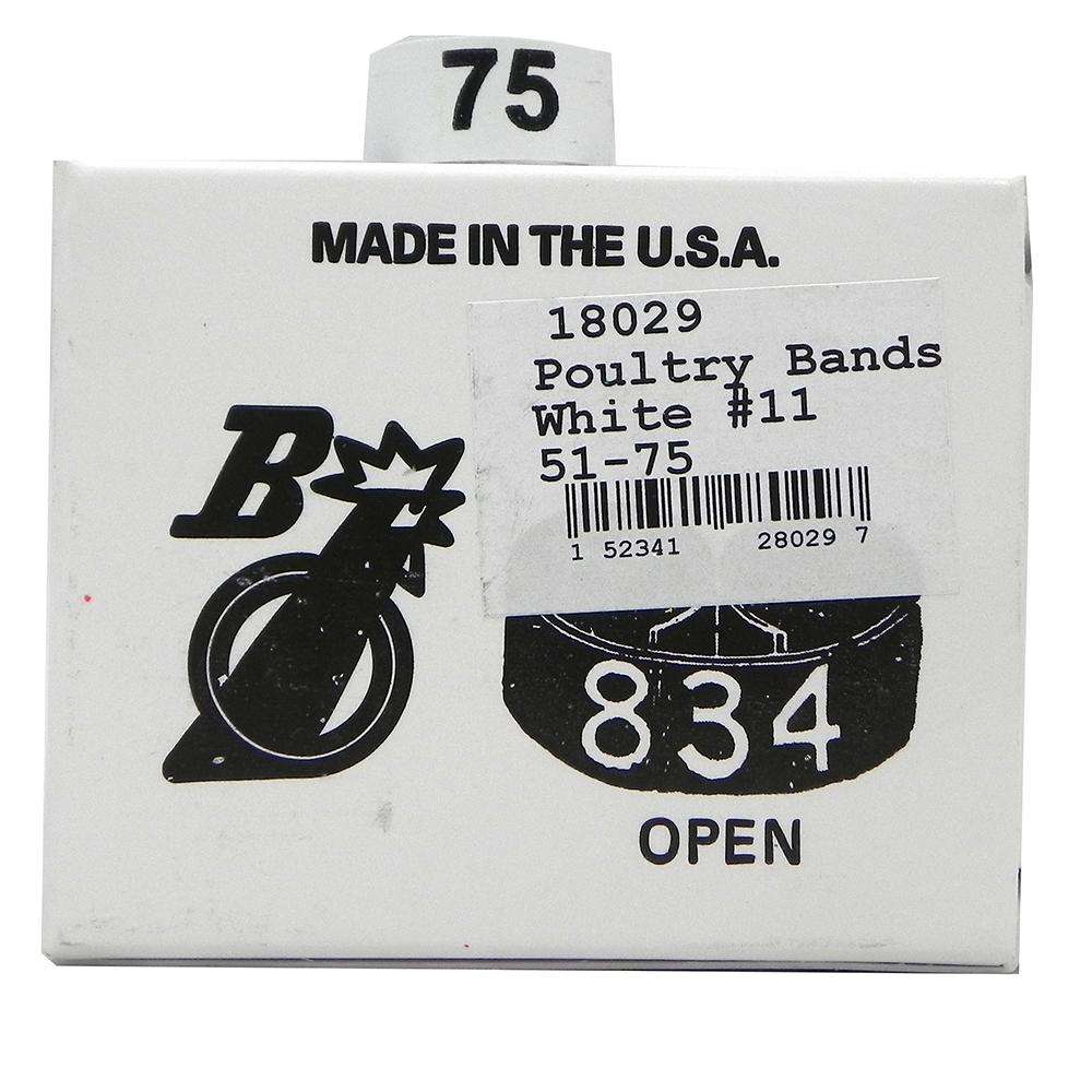 Poultry Numbered Leg Bands White Size 11 Numbered 51-75