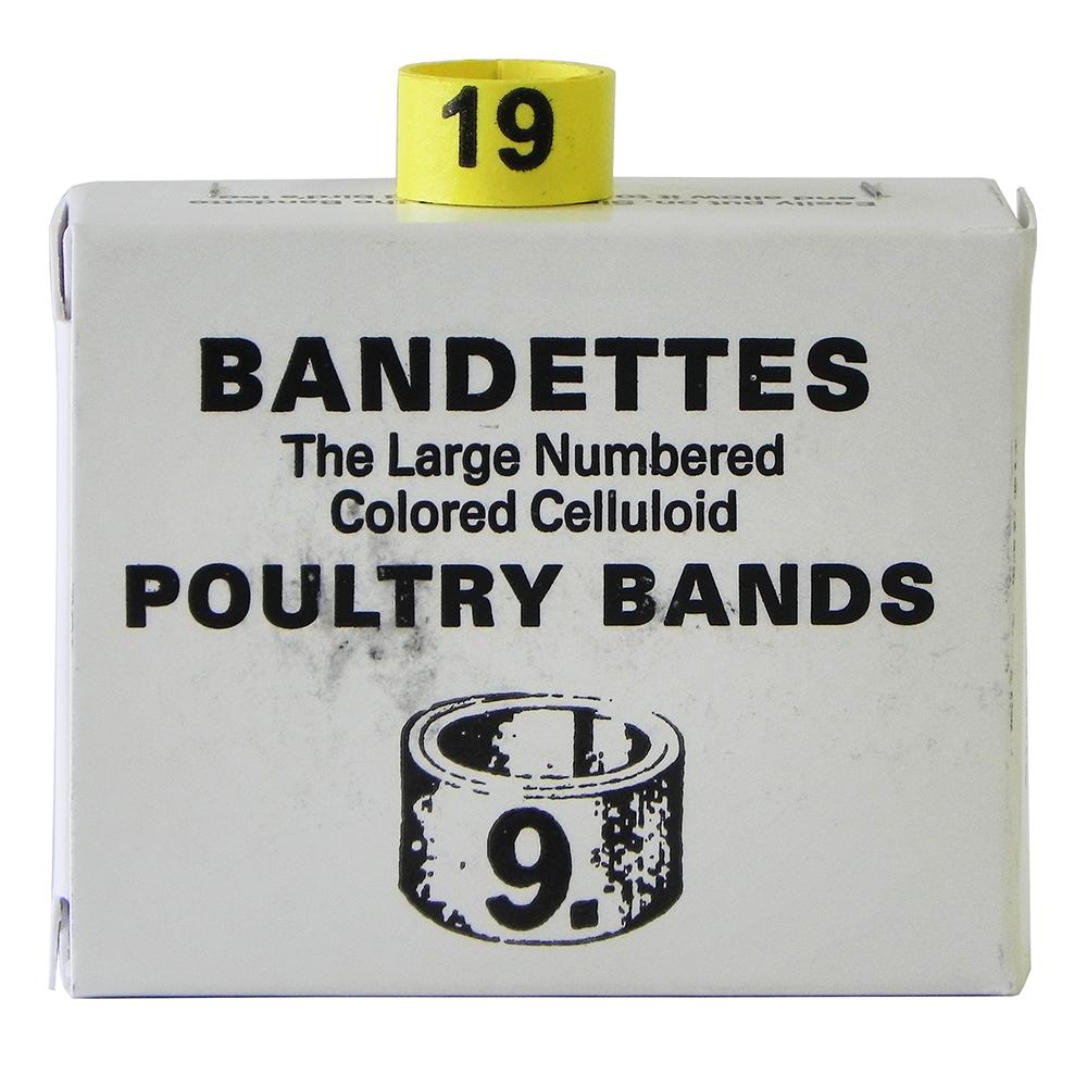 Poultry Numbered Leg Bands Yellow Size 9 Numbered 1-25