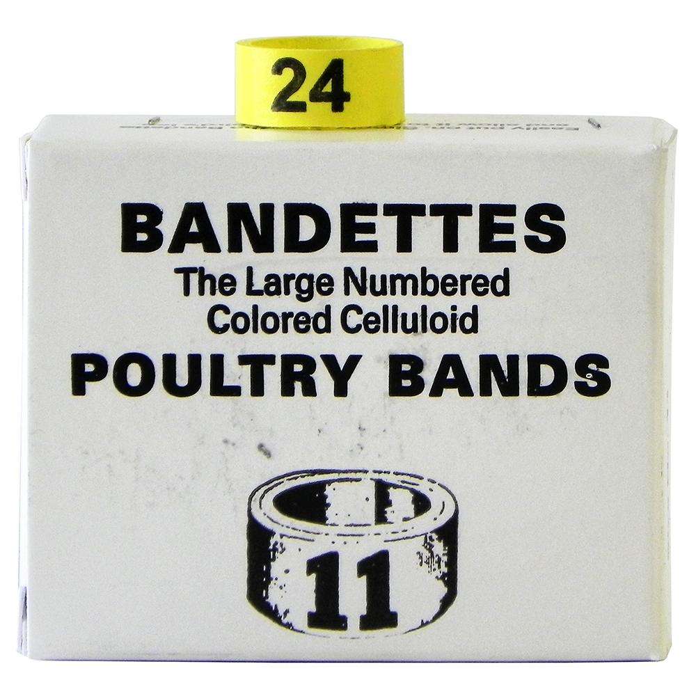 Poultry Numbered Leg Bands Yellow Size 11 Numbered 1-25