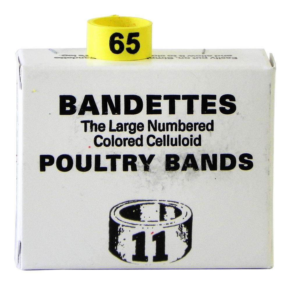 Poultry Numbered Leg Bands Yellow Size 11 Numbered 51-75