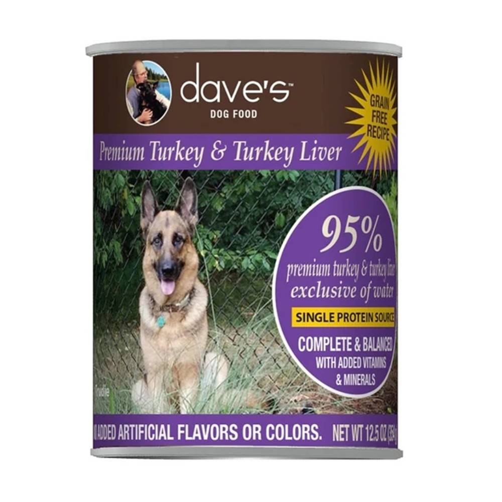 Dave's 95% Premium Meat Canned Dog Food Turkey 13oz case