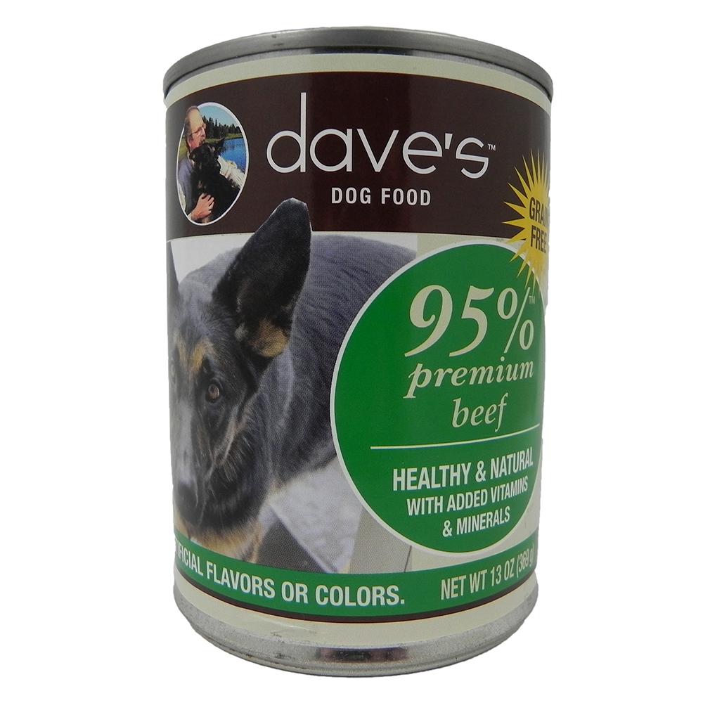 Dave's 95% Premium Meats Canned Dog Food Beef 13oz each