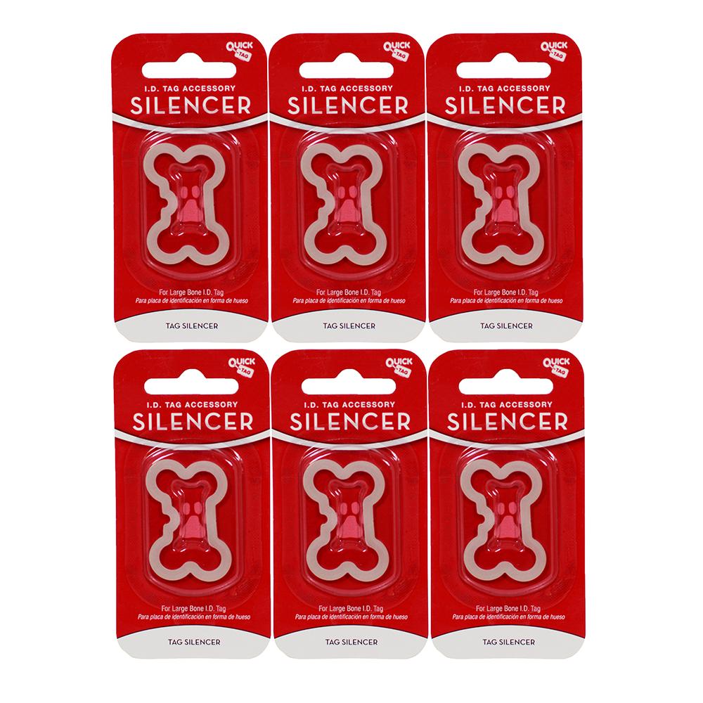 Dog Tag Silencer Large Bone Shape 6 pack