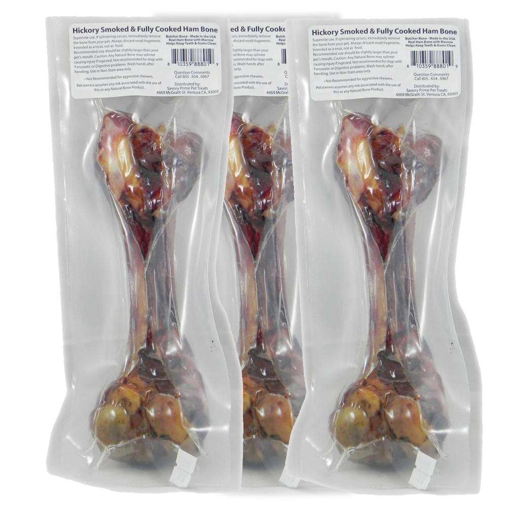 Cooked and Smoked Real Ham Bone Dog Chew 3 pack