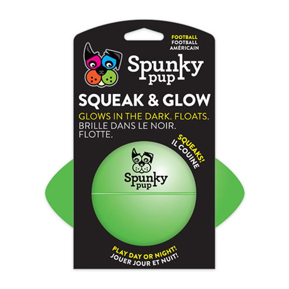 Spunky Pup Squeak and Glow Football Dog Toy