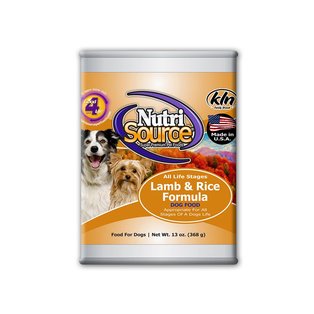 NutriSource Lamb and Rice Dog Food Single 13oz. Can