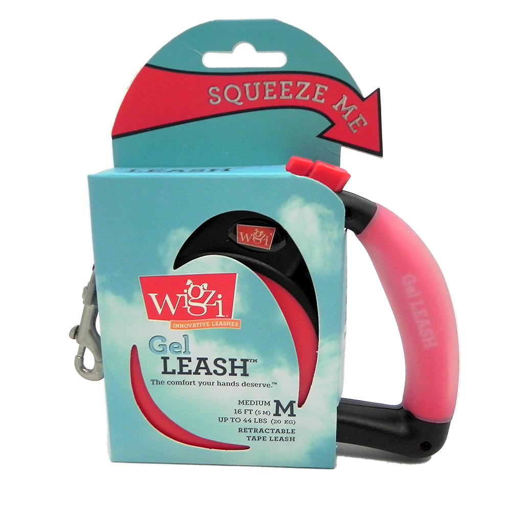 Wigzi Medium Red Retractable Leash with Gel Handle