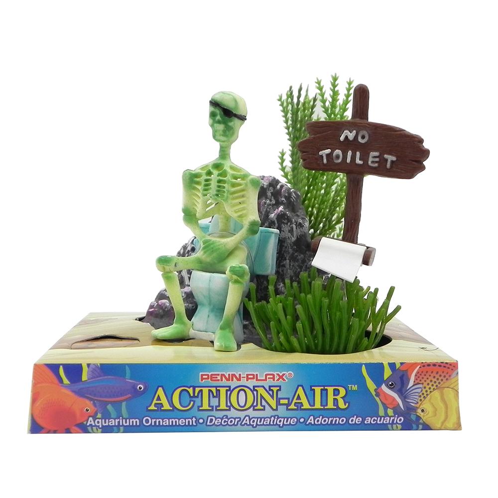 Penn Plax Action Skeleton No Toilet Aquarium Air Ornament