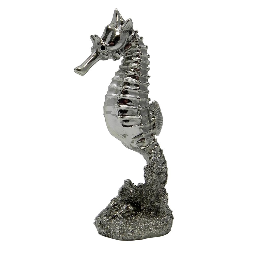 Silver Sea Horse Aquarium Ornament