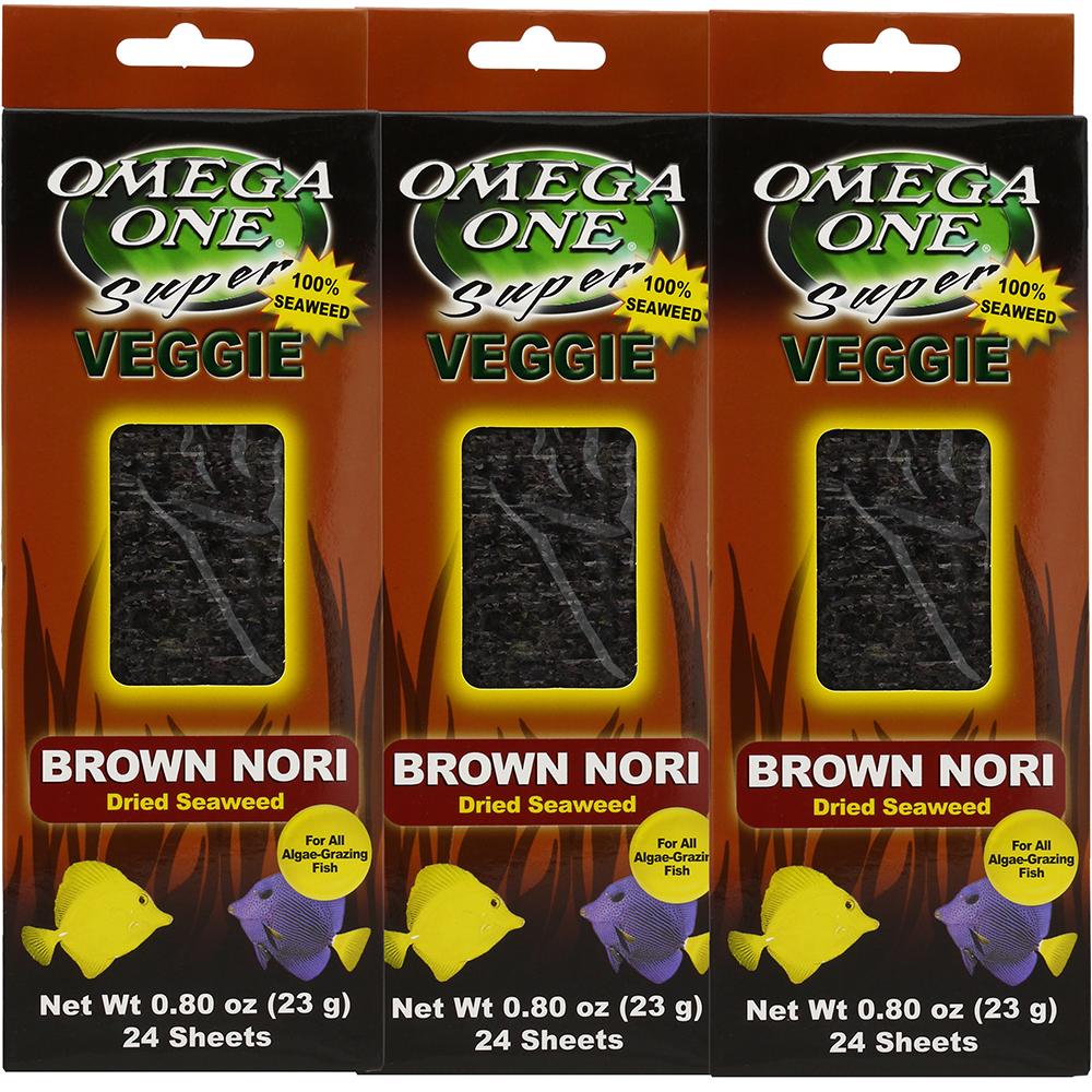 Omega One Super Veggie Brown Seaweed Fish Food 24 ct. 3 pack