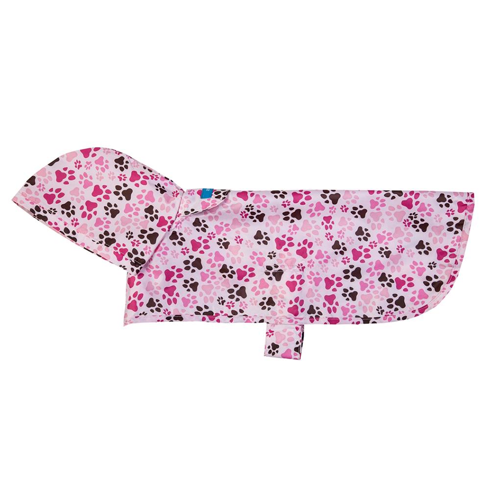 Packable Rain Poncho for Dogs Pitter Patter Pink XXSmall