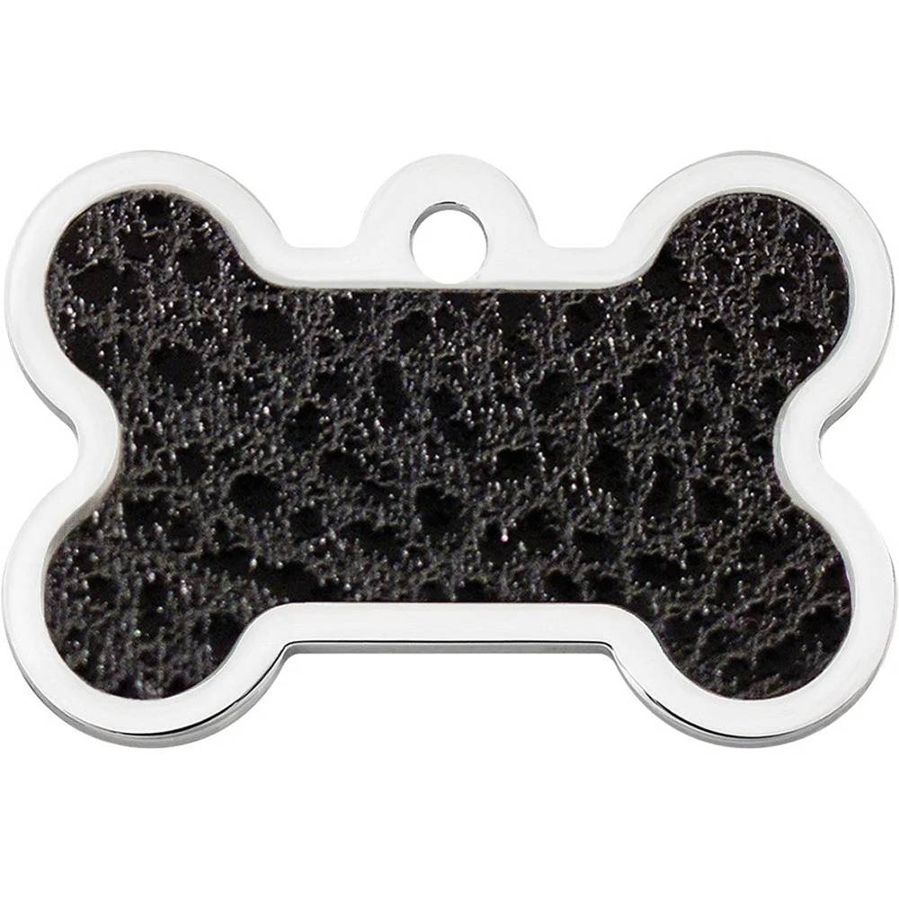Engraved ID Tag Bone Leather Look Inset