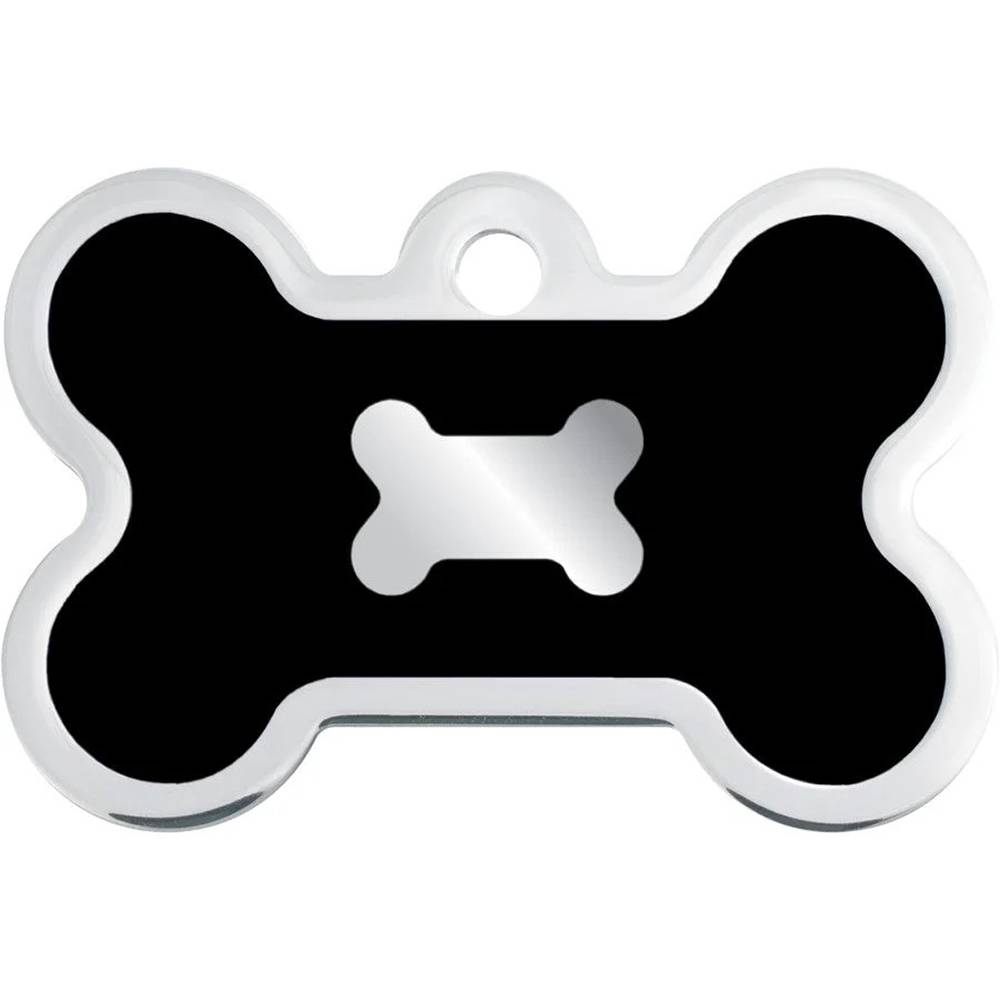 Engraved ID Tag Large Bone Black Epoxy