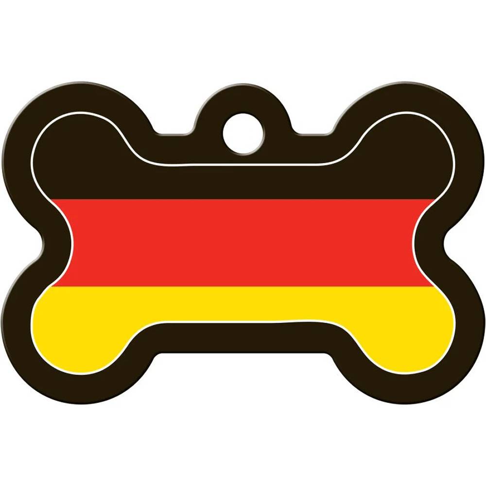 Engraved ID Tag Large Bone German Flag