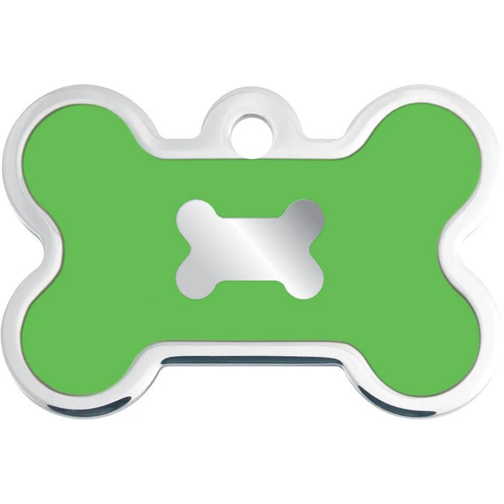 Engraved ID Tag Large Bone Neon Green Epoxy