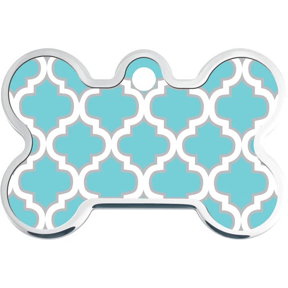 Engraved ID Tag Large Blue Trellis