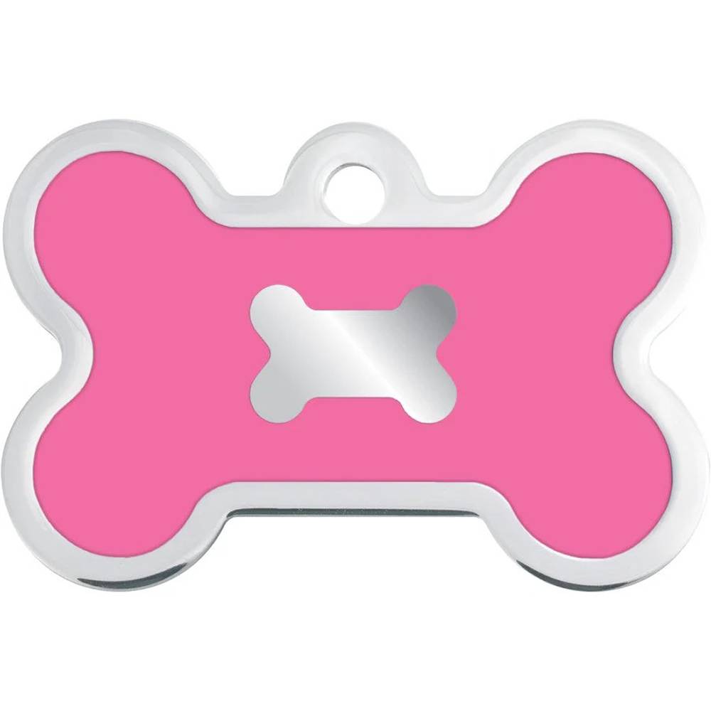 Engraved ID Tag Large Bone Pink Epoxy