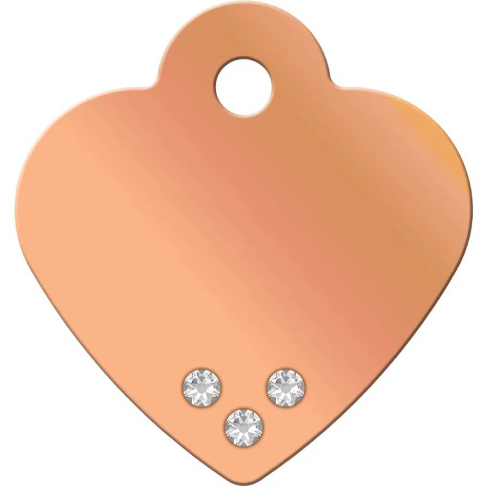 Engraved ID Tag Small Heart Rose Gold with Black Stones