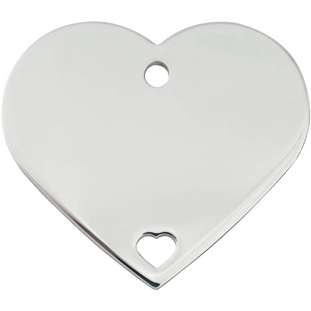 Engraved ID Tag Large Heart Pierced