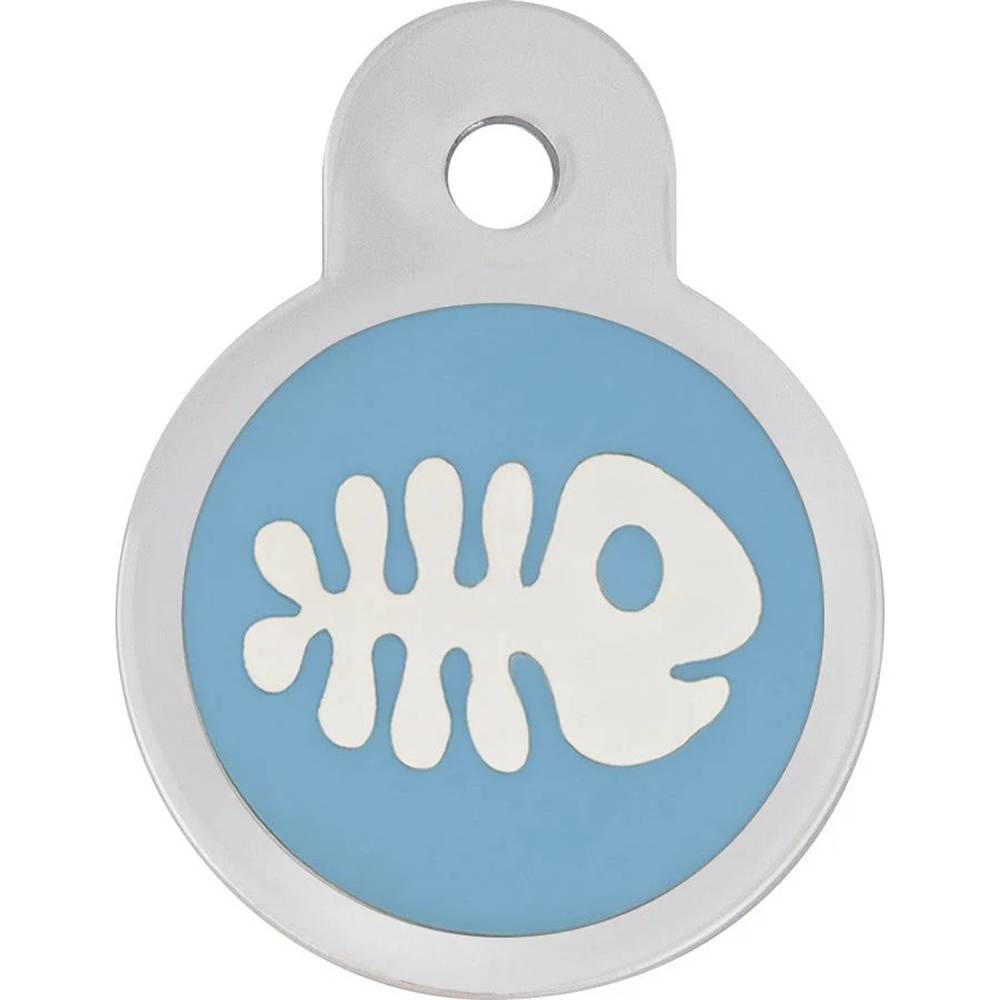 Engraved ID Tag Small Circle Blue Fish Epoxy