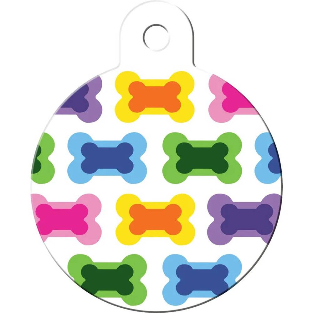 Engraved ID Tag Large Circle Multiple Bones