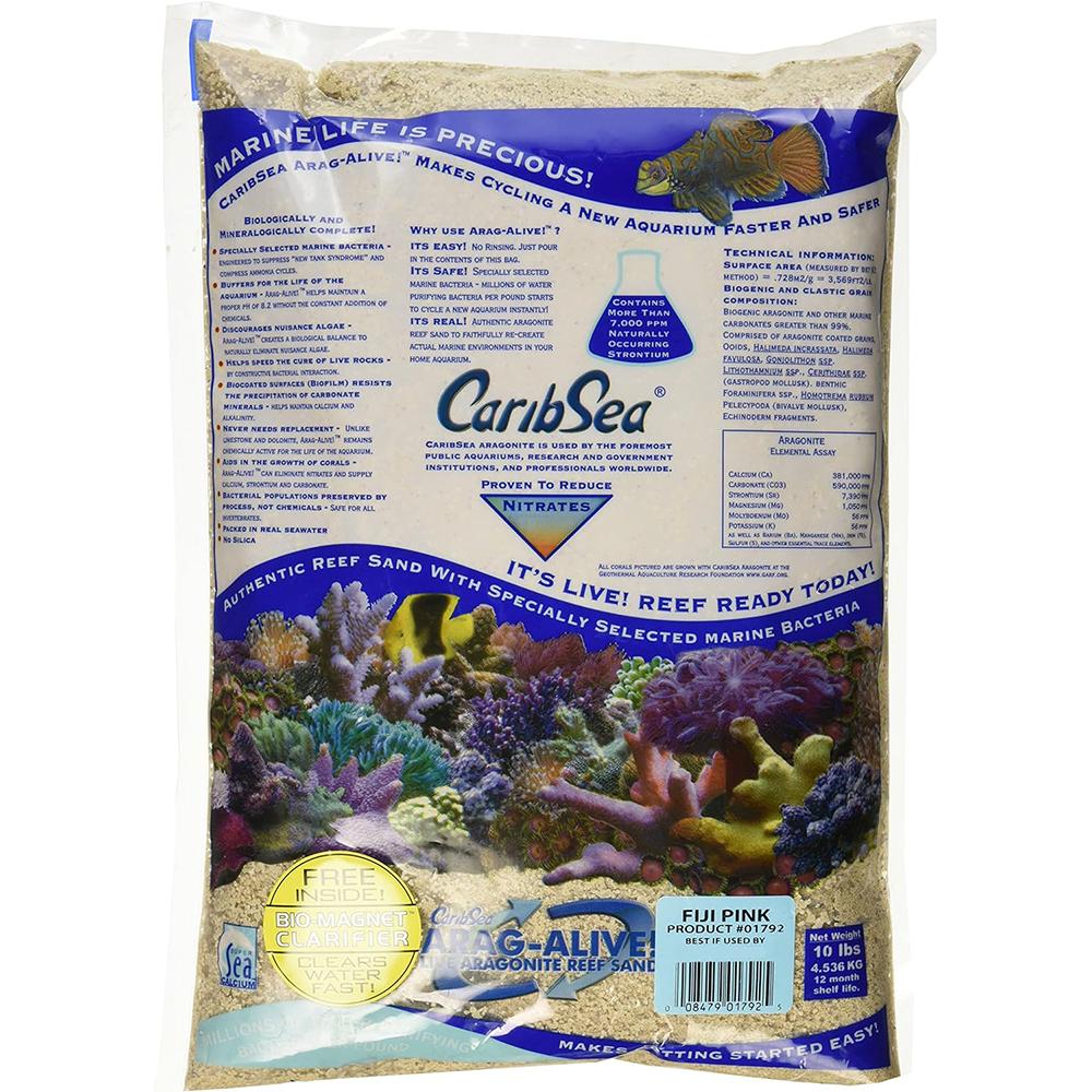 CaribSea Arag-Alive Fiji Pink Live Aquarium Sand 10Lb