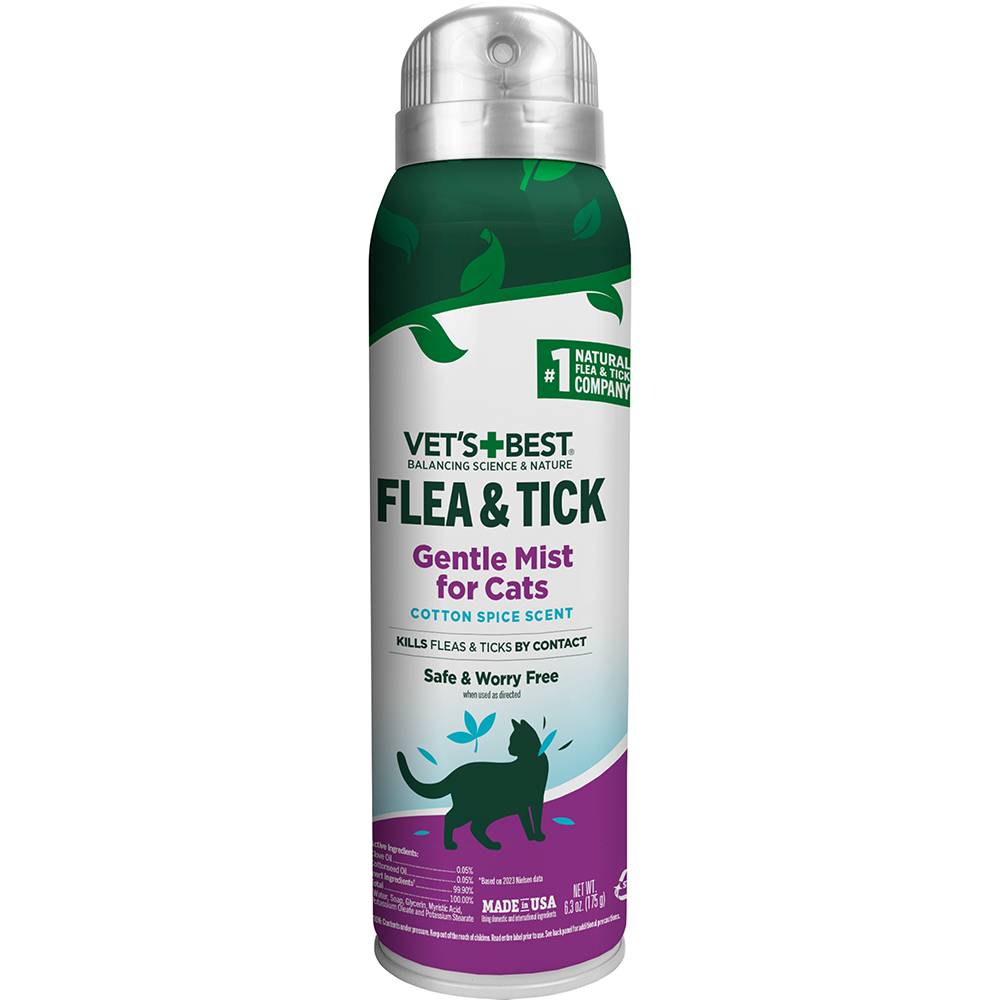 Vets Best Natural Flea Tick Cat Mist Cotton Spice 6.3oz