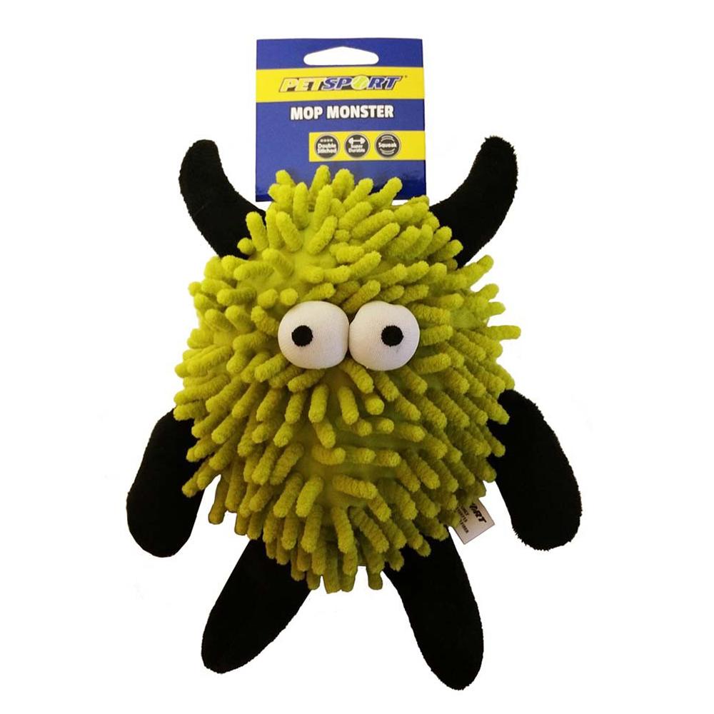 Mop Monster with Squeaker Color Will Vary Soft Dog Toy